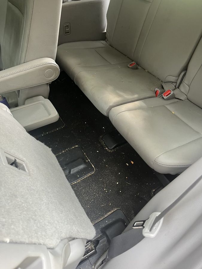 Dirty rear seats of a Toyota Highlander